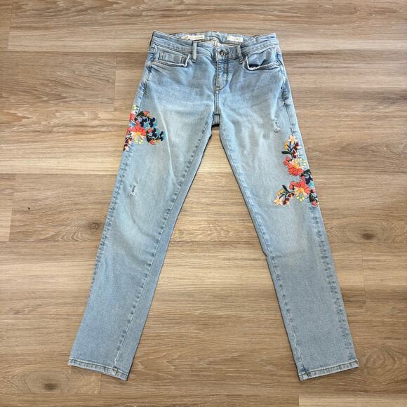 Pilcro and the Letterpress Denim - Pilcro & The Letterpress | Mid Rise Light Wash Embroidered Denim Size 26